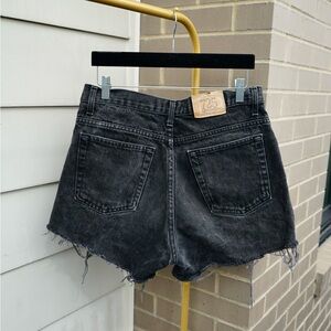 Black highrise made in Canada denim shorts